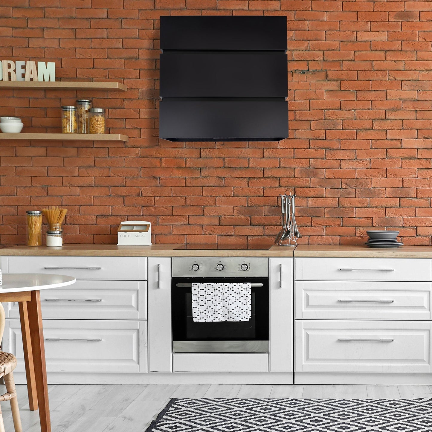 Akicon 30" Stainless Steel Wall Mount Range Hood, 3 Stacks Kitchen Hood with 600 CFM Vent Motor