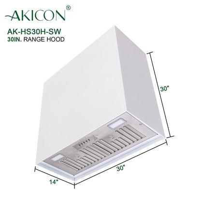 Akicon 30" Stainless Steel Wall Mount Range Hood Modern Box with 600 CFM Vent Hood