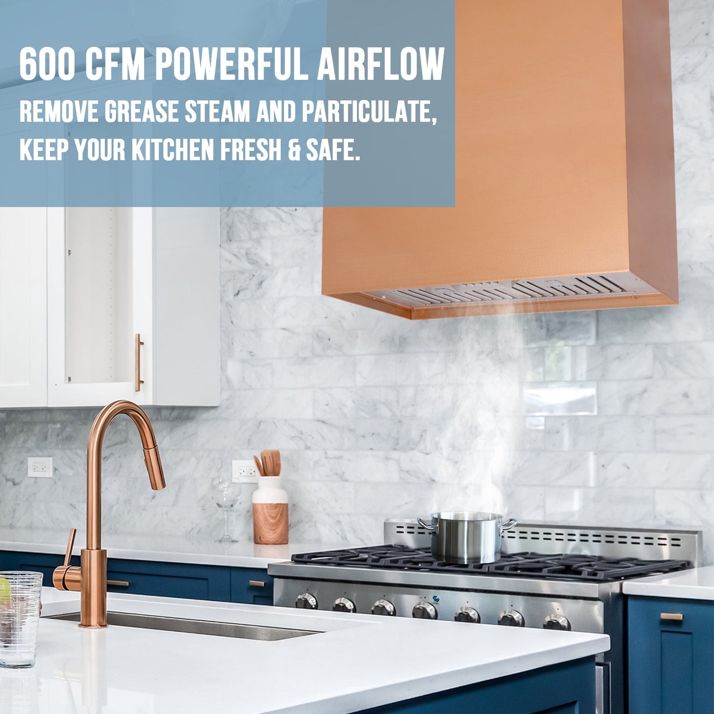 Akicon 30" Stainless Steel Wall Mount Range Hood Modern Box with 600 CFM Vent Hood