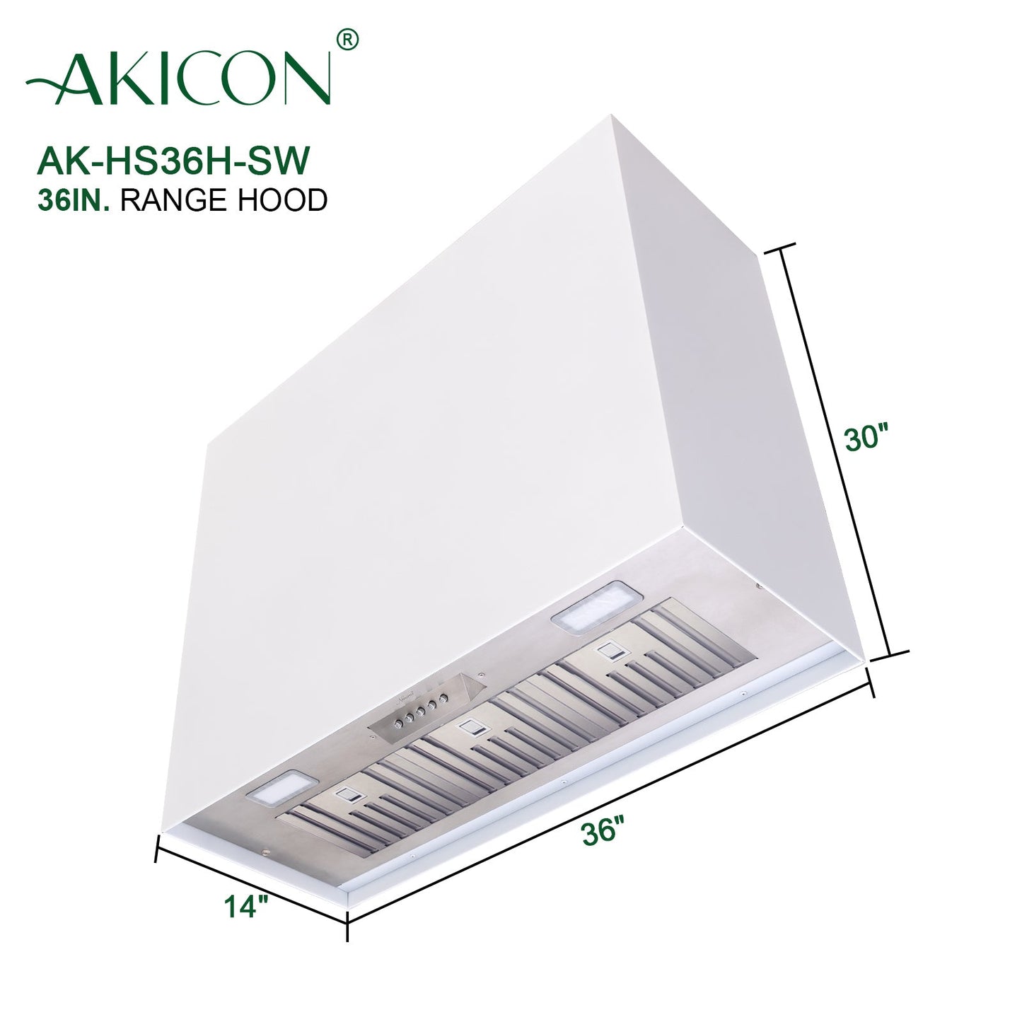 Akicon 36" Stainless Steel Wall Mount Range Hood Modern Box with 600 CFM Vent Hood