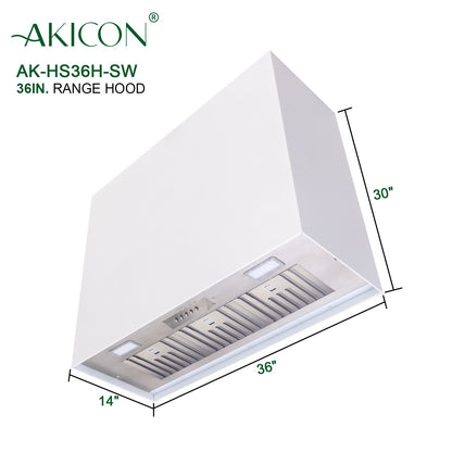 Akicon 36" Stainless Steel Wall Mount Range Hood Modern Box with 600 CFM Vent Hood
