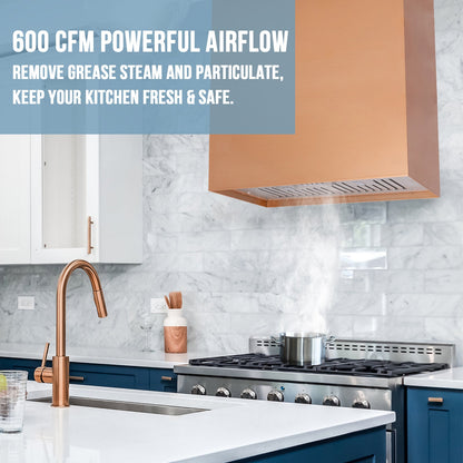 Akicon 30" Stainless Steel Wall Mount Range Hood Modern Box with 600 CFM Vent Hood