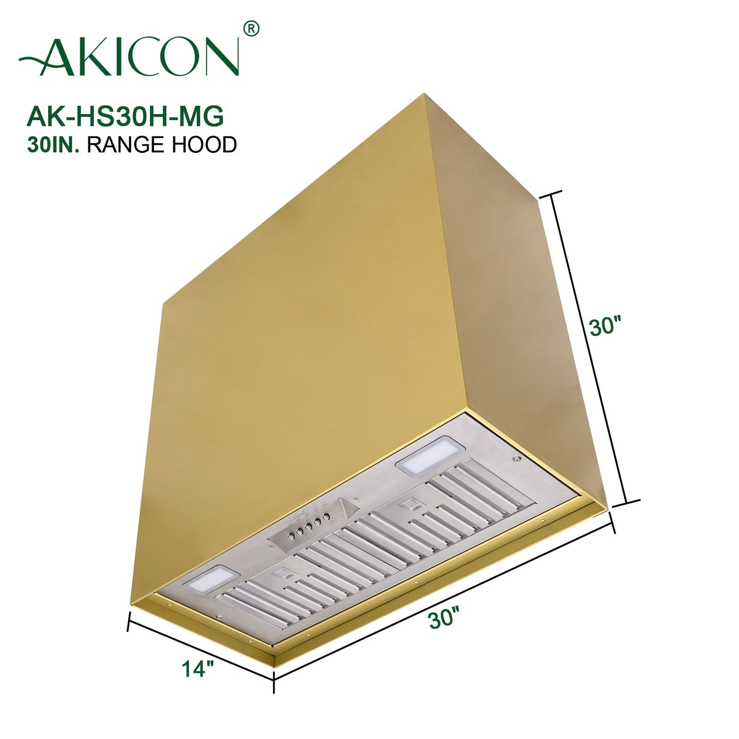 Akicon 30" Stainless Steel Wall Mount Range Hood Modern Box with 600 CFM Vent Hood