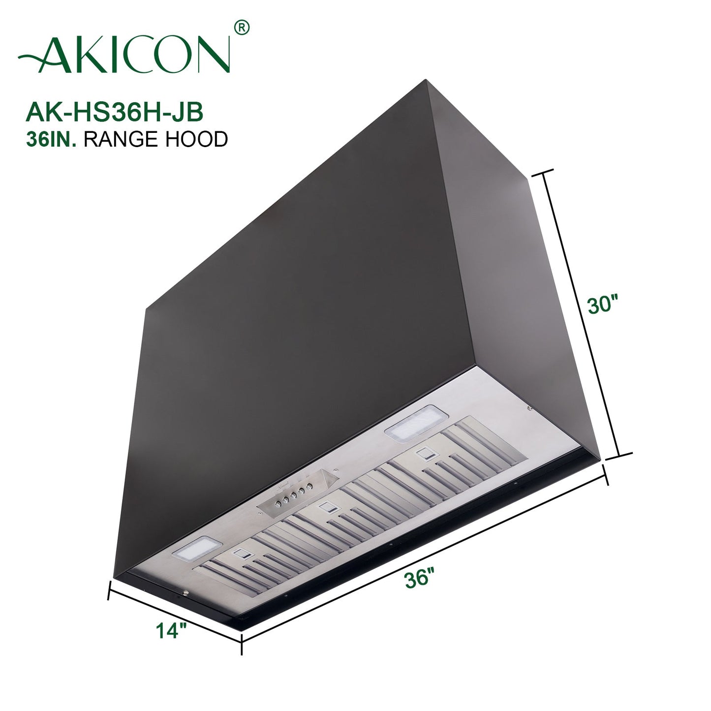 Akicon 36" Stainless Steel Wall Mount Range Hood Modern Box with 600 CFM Vent Hood