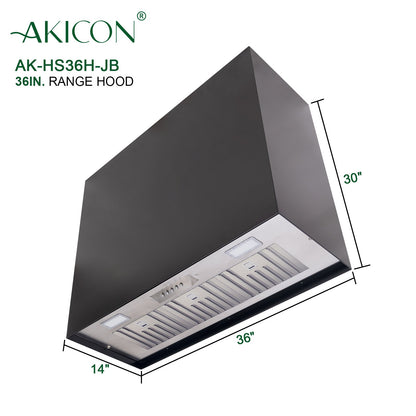 Akicon 36" Stainless Steel Wall Mount Range Hood Modern Box with 600 CFM Vent Hood