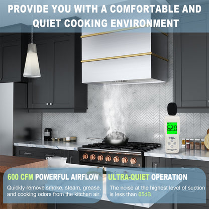 Akicon 30" Stainless Steel Wall Mount Range Hood with 600 CFM Vent Hood