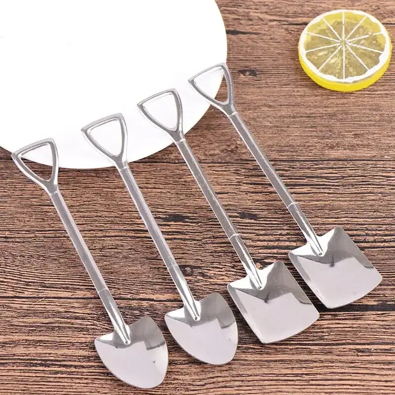 Stainless steel shovel teaspoons set for dining room 4-piece