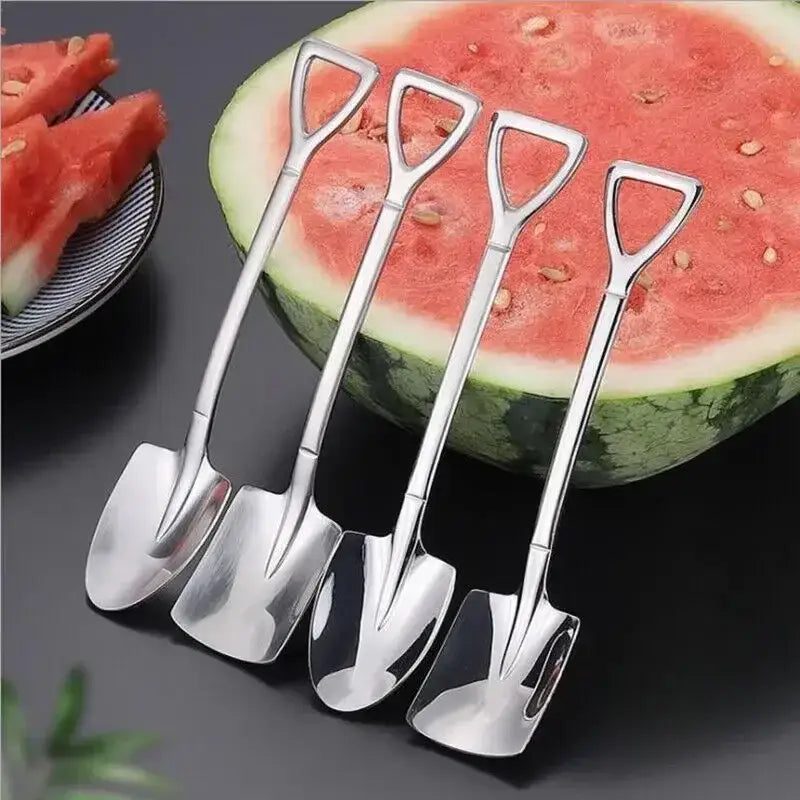 Stainless steel shovel teaspoons set for dining room 4-piece