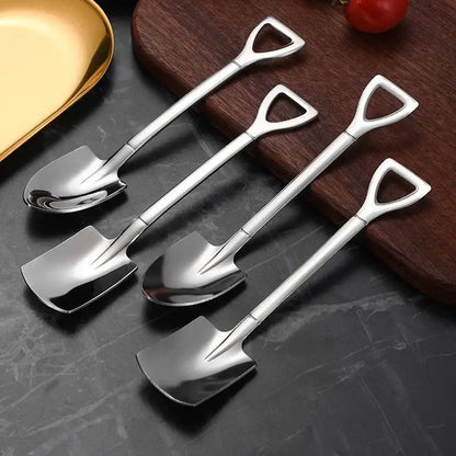 Stainless steel shovel teaspoons set for dining room 4-piece