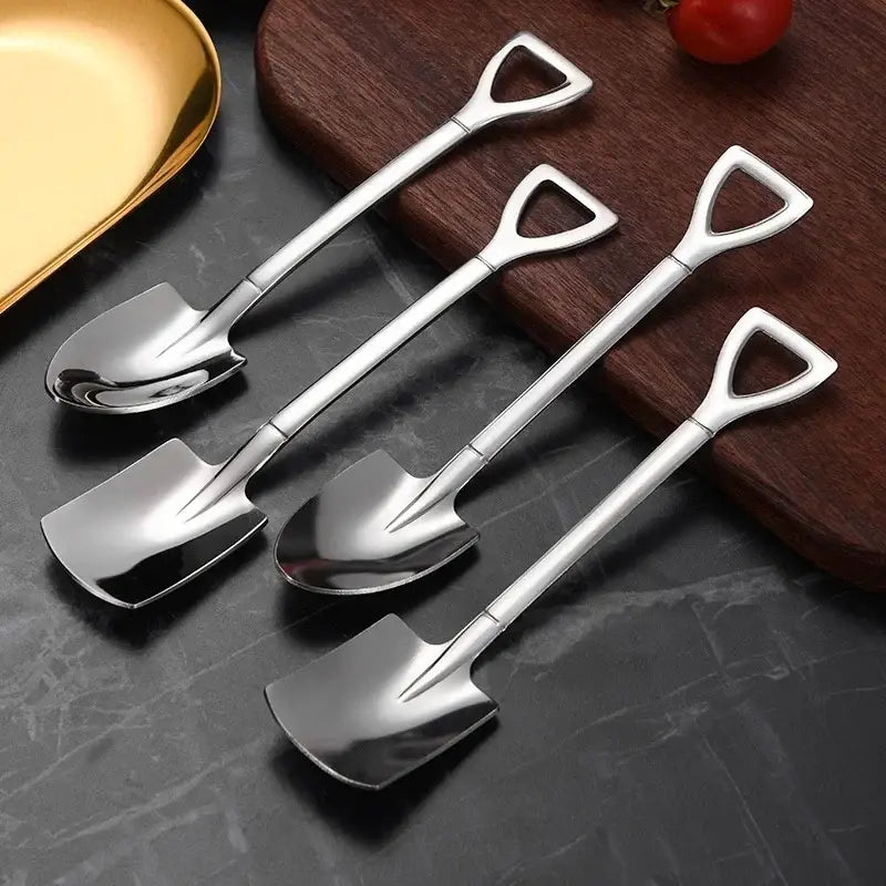 Stainless steel shovel teaspoons set for dining room 4-piece