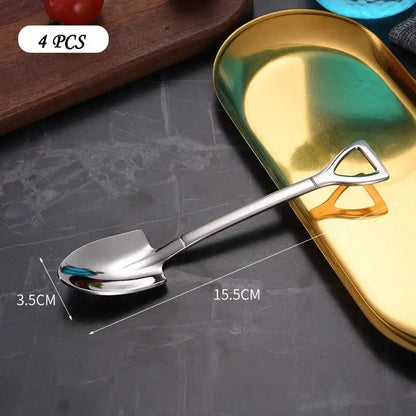 Stainless steel shovel teaspoons set for dining room 4-piece