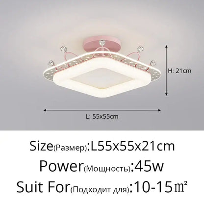 Star pattern crystal ceiling light bedroom gold pink & blue