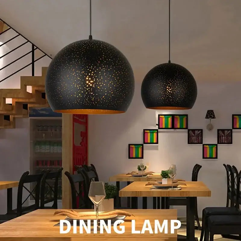 Starry black nordic pendant light dining room amber chandelier