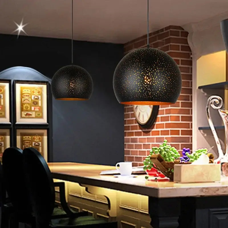 Starry black nordic pendant light dining room amber chandelier