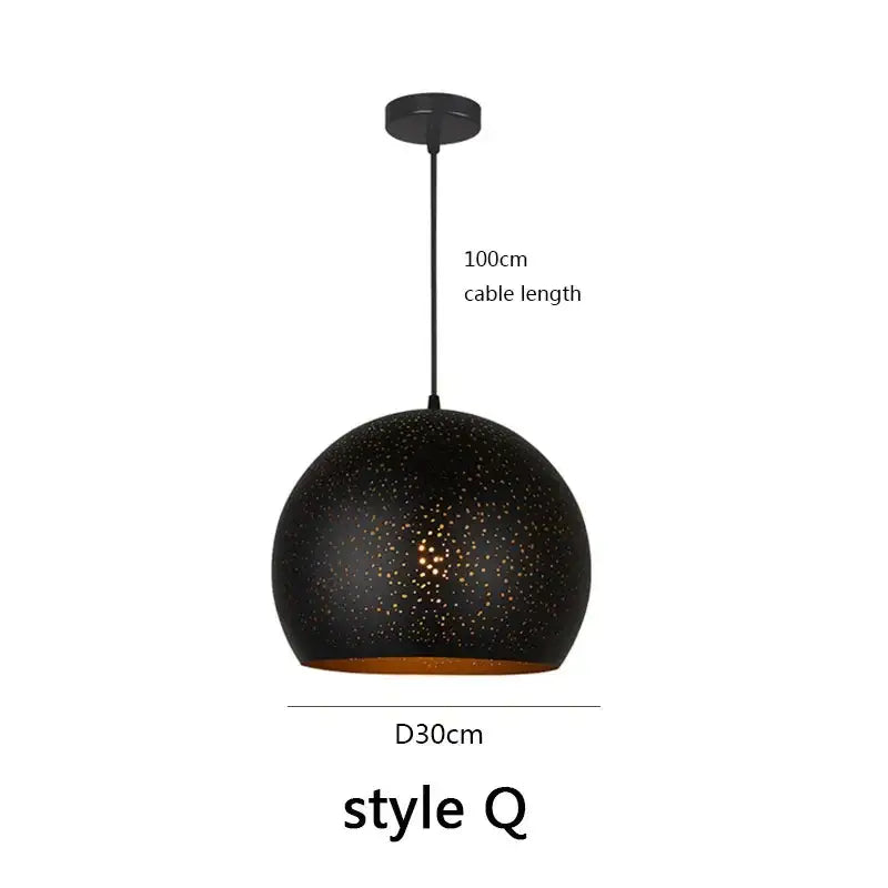 Starry black nordic pendant light dining room amber chandelier