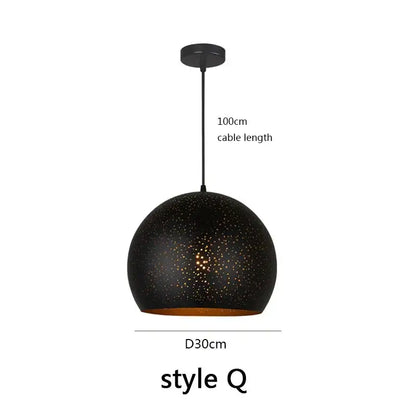 Starry black nordic pendant light dining room amber chandelier