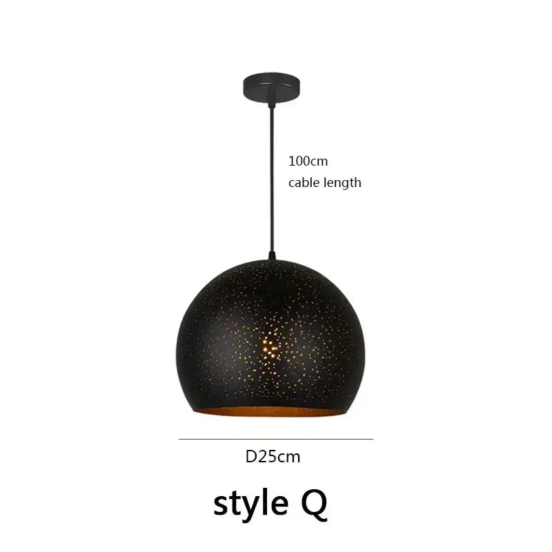 Starry black nordic pendant light dining room amber chandelier