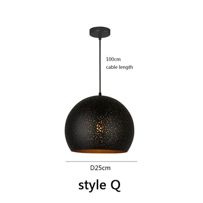 Starry black nordic pendant light dining room amber chandelier