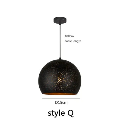 Starry black nordic pendant light dining room amber chandelier