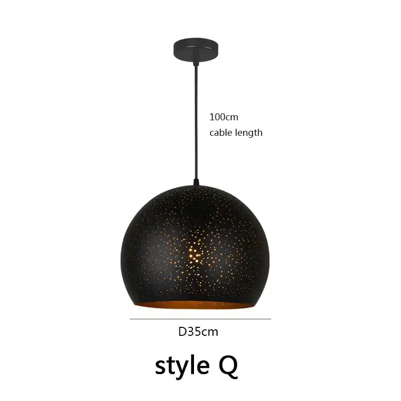 Starry black nordic pendant light dining room amber chandelier