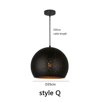 Starry black nordic pendant light dining room amber chandelier