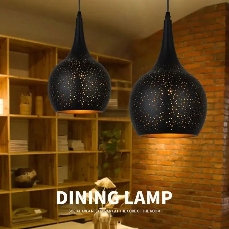 Starry black nordic pendant light dining room amber chandelier