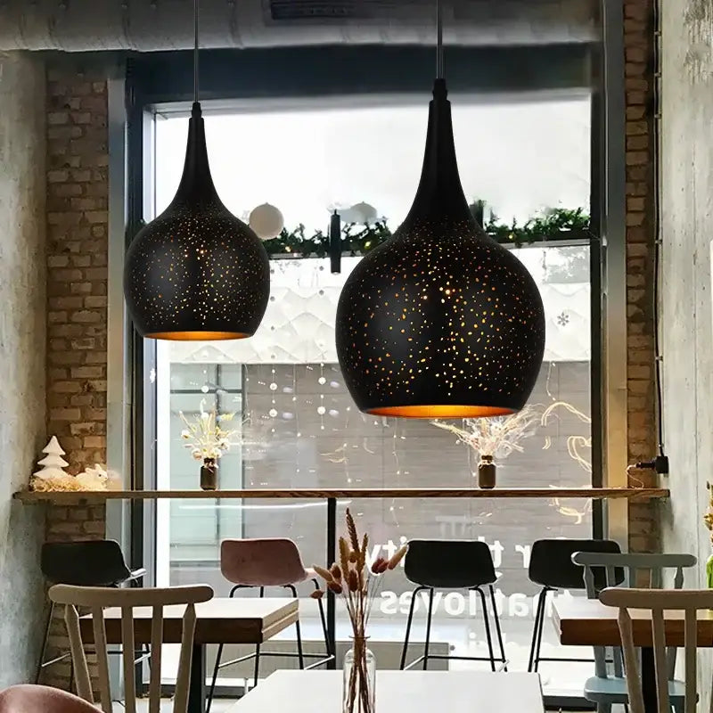 Starry black nordic pendant light dining room amber chandelier