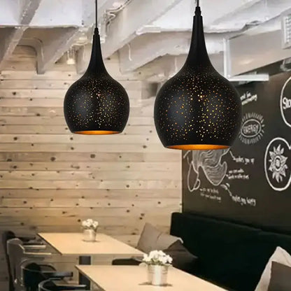 Starry black nordic pendant light dining room amber chandelier