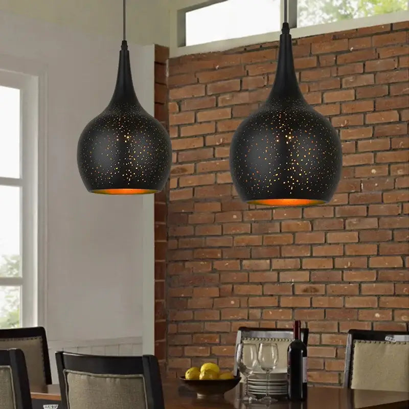 Starry black nordic pendant light dining room amber chandelier