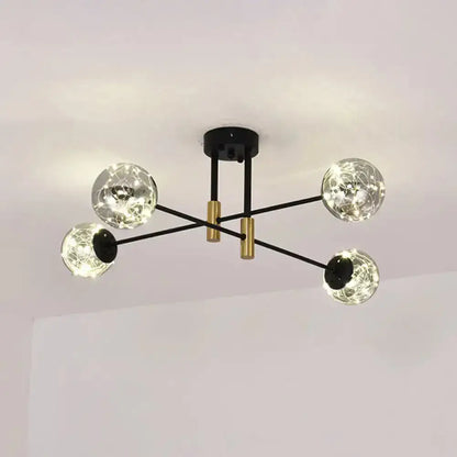 DecorBites™ Starry Nordic Ball Semi Flush Light Fixture in Black, Smoke Glass - Ideal for Living Room Ceiling - Stylish Ceiling Lamp
