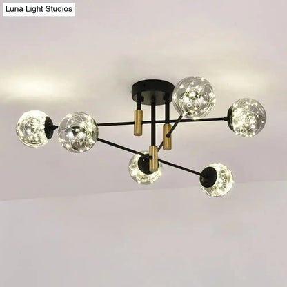 DecorBites™ Starry Nordic Ball Semi Flush Light Fixture in Black, Smoke Glass - Ideal for Living Room Ceiling - Stylish Ceiling Lamp