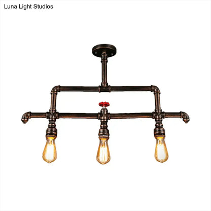 Steampunk bronze 3 light metal fixture kitchen island pendant