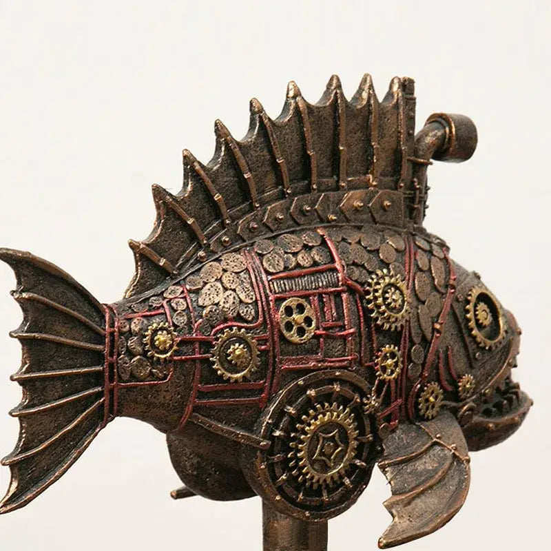 Steampunk bronze whale figurine blackfish resin office decor