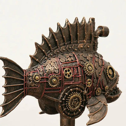Steampunk bronze whale figurine blackfish resin office decor