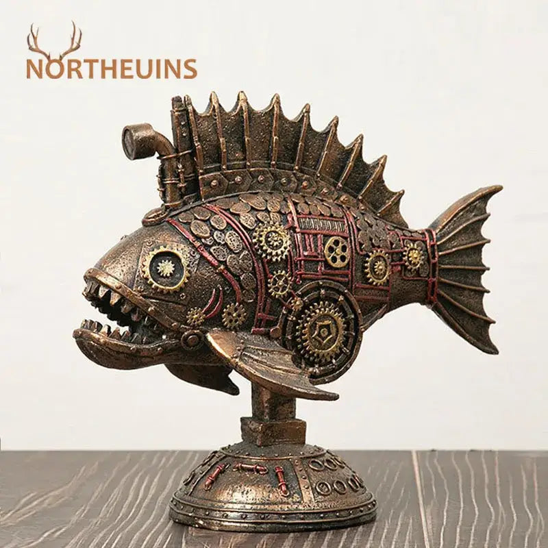 Steampunk bronze whale figurine blackfish resin office decor