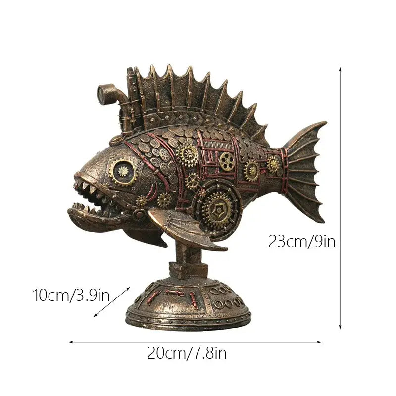 Steampunk bronze whale figurine blackfish resin office decor