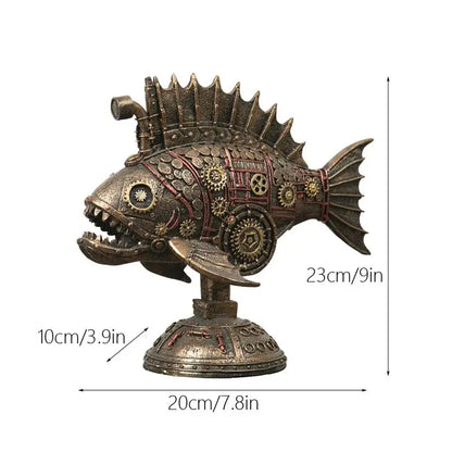 Steampunk bronze whale figurine blackfish resin office decor