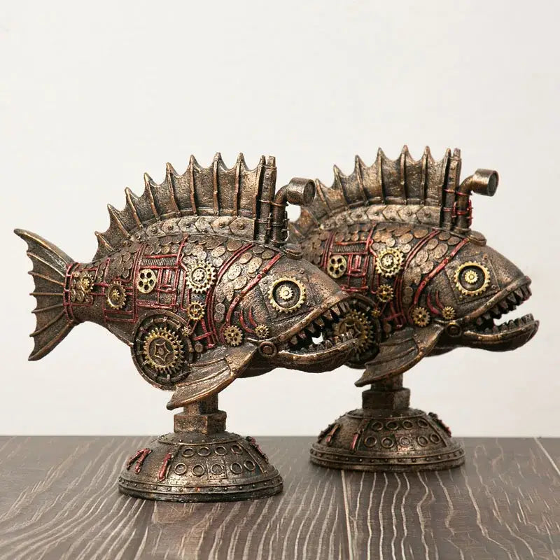Steampunk bronze whale figurine blackfish resin office decor