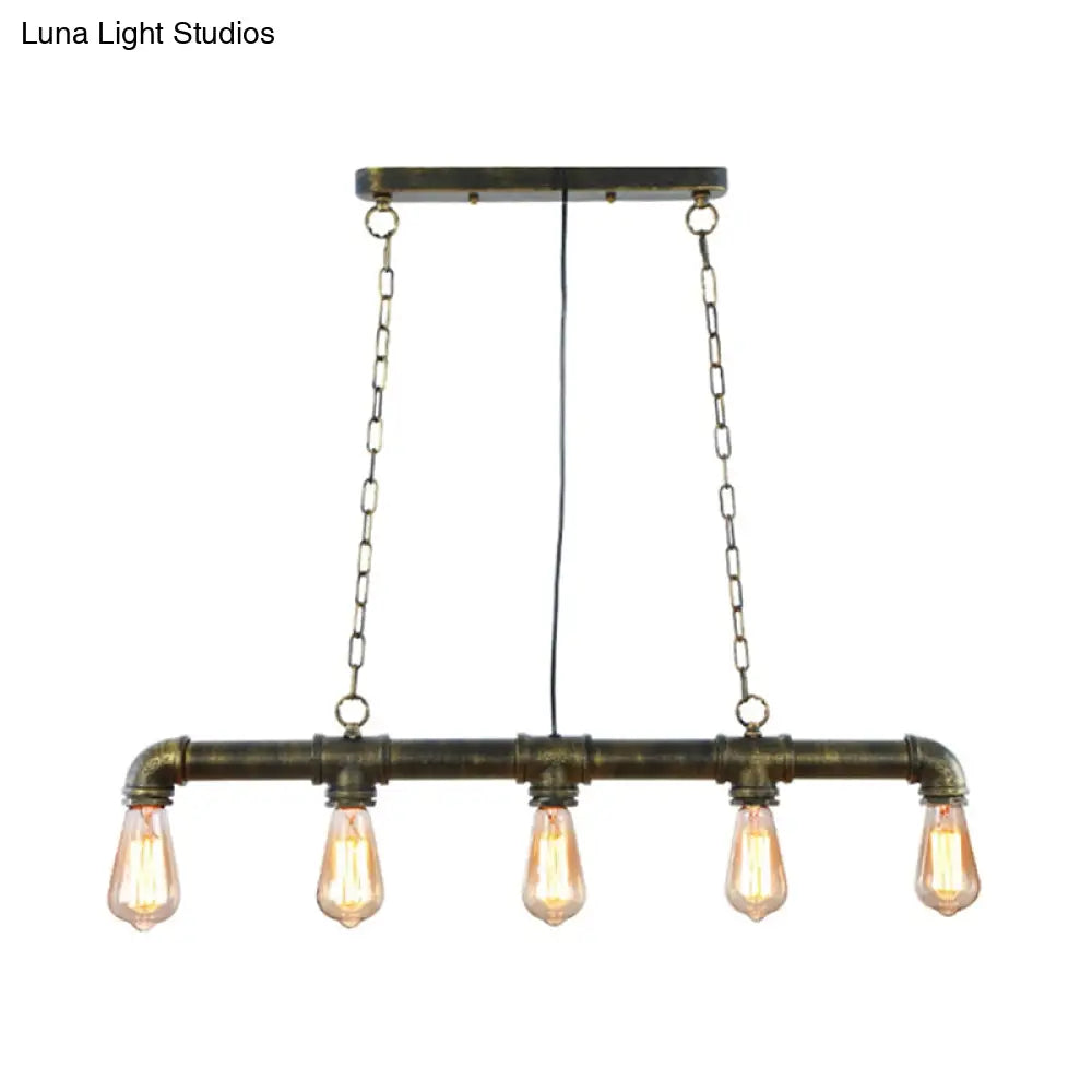 DecorBites™ Steampunk Island Pendant with 5 Lights - Industrial Style Ceiling Light for Dining Room in Black/Bronze/Copper