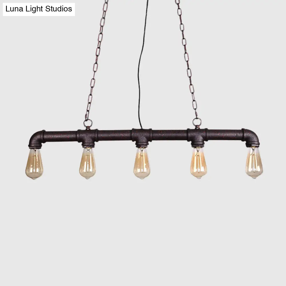 DecorBites™ Steampunk Island Pendant with 5 Lights - Industrial Style Ceiling Light for Dining Room in Black/Bronze/Copper