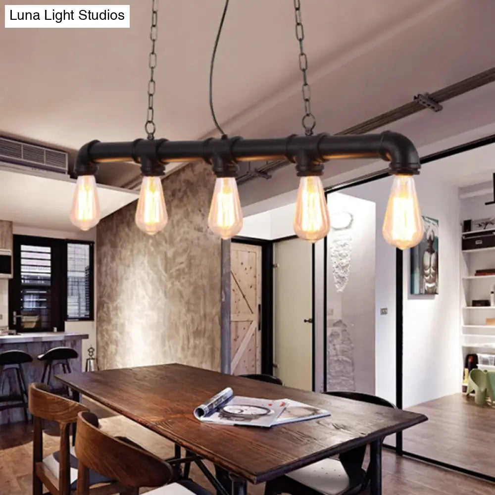 DecorBites™ Steampunk Island Pendant with 5 Lights - Industrial Style Ceiling Light for Dining Room in Black/Bronze/Copper