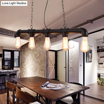 DecorBites™ Steampunk Island Pendant with 5 Lights - Industrial Style Ceiling Light for Dining Room in Black/Bronze/Copper
