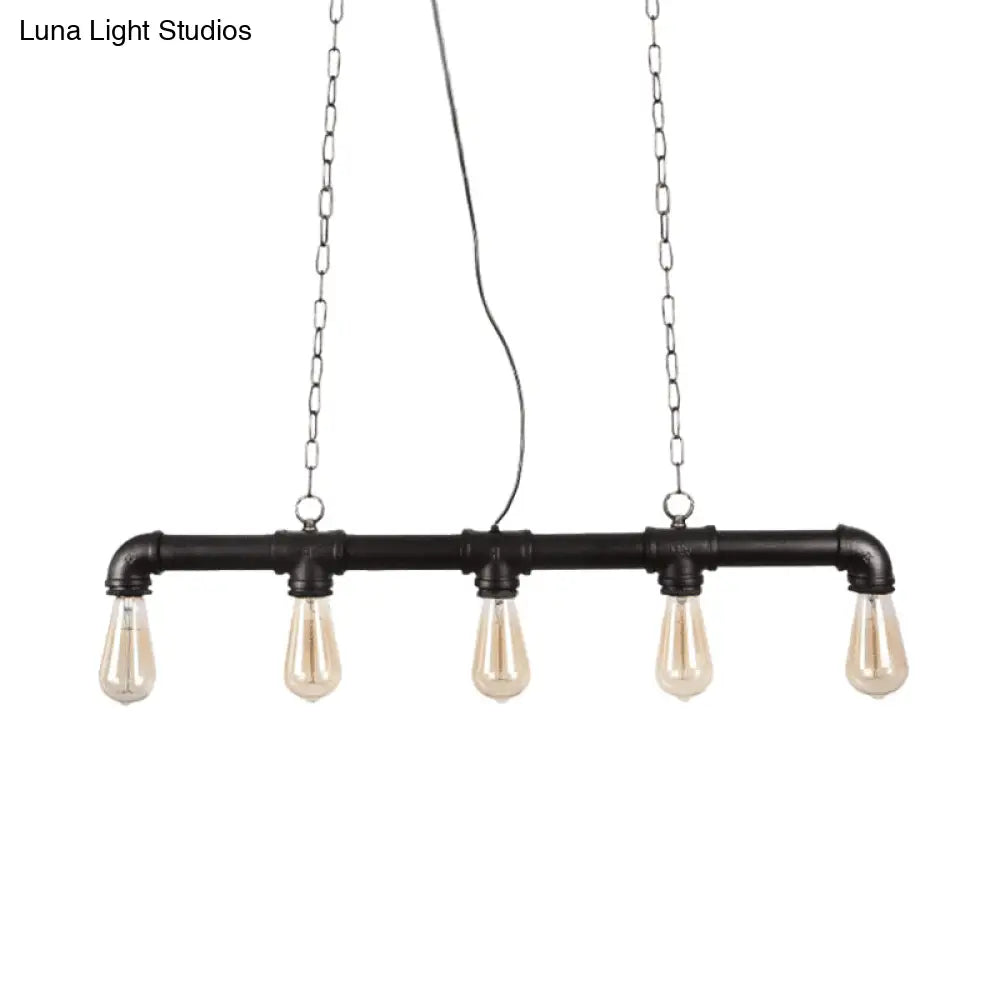 DecorBites™ Steampunk Island Pendant with 5 Lights - Industrial Style Ceiling Light for Dining Room in Black/Bronze/Copper