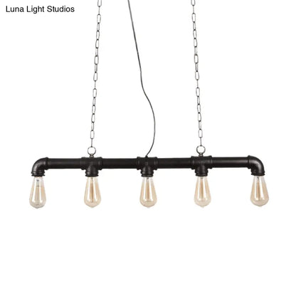 DecorBites™ Steampunk Island Pendant with 5 Lights - Industrial Style Ceiling Light for Dining Room in Black/Bronze/Copper