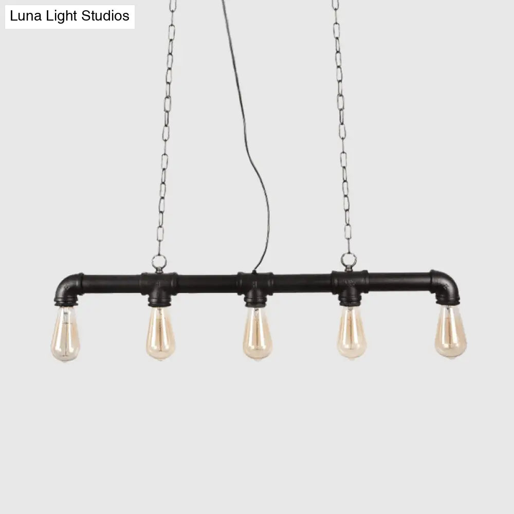 DecorBites™ Steampunk Island Pendant with 5 Lights - Industrial Style Ceiling Light for Dining Room in Black/Bronze/Copper