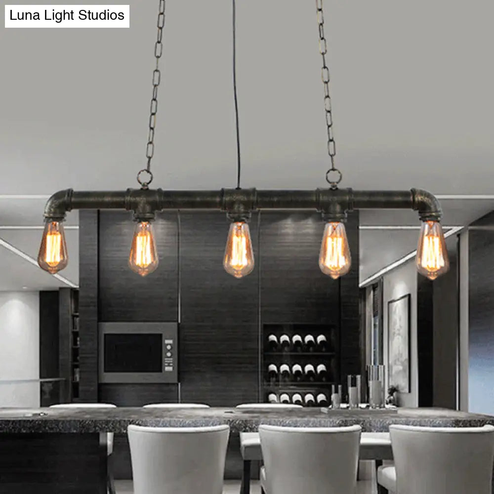 DecorBites™ Steampunk Island Pendant with 5 Lights - Industrial Style Ceiling Light for Dining Room in Black/Bronze/Copper
