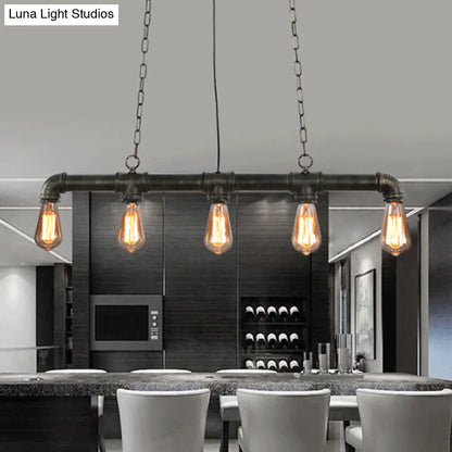 DecorBites™ Steampunk Island Pendant with 5 Lights - Industrial Style Ceiling Light for Dining Room in Black/Bronze/Copper