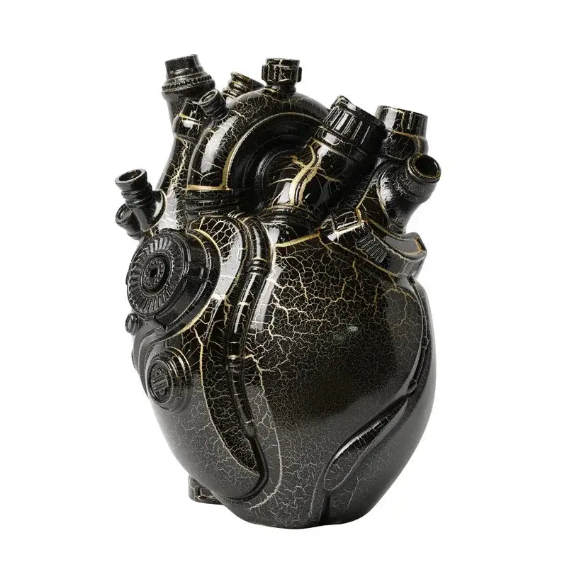 Steampunk white & gold heart cardiac vase living room decor