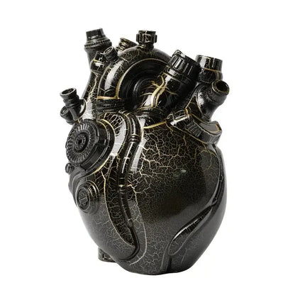 Steampunk white & gold heart cardiac vase living room decor