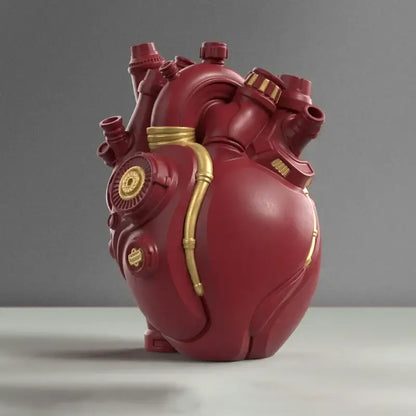 Steampunk white & gold heart cardiac vase living room decor